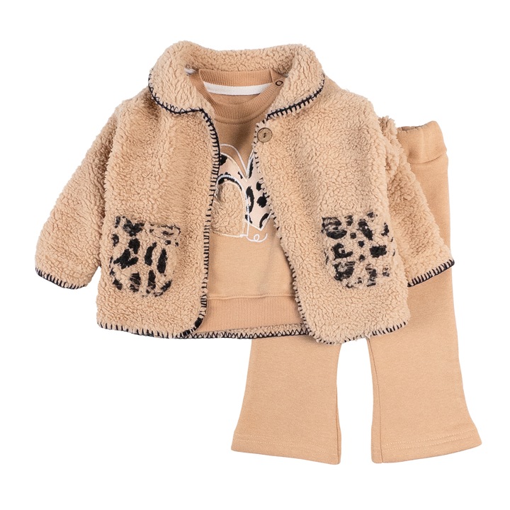 Compleu 3 piese vatuit, pentru bebelusi fetite 9033