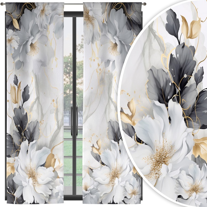 Perdele gata facute, cu tunel 70x250, set 2 piese, multicolor, model 225