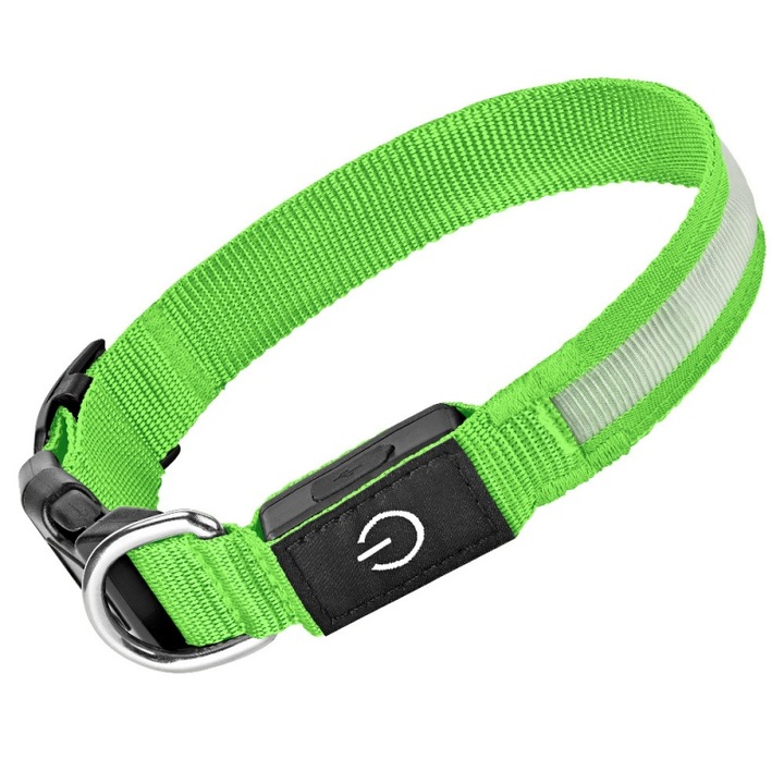 Kuvikoo™ LED kutyanyakörv, USB-C újratölthető, IPX7 vízálló, 3 világítási mód (gyors/lassú/állandó), 400 yard éjszakai láthatóság, 12 óra üzemidő, állítható, precíziós bajonettzár, víz- és kopásálló, a biztonság és a láthatóság érdekében
