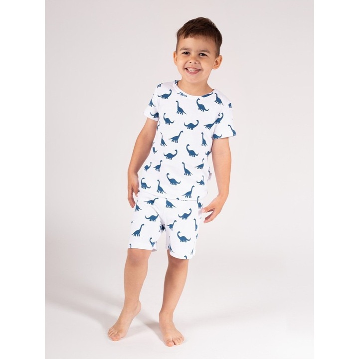 Set băieți, NICOL, pantaloni scurți, dinozauri, Alb