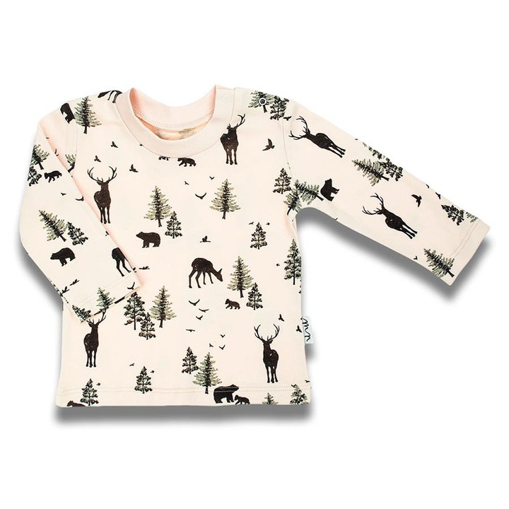 Cămașă băieți, NICOL, model pădure, bumbac, bej, Bej