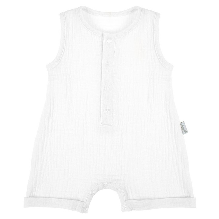 Rampers Muslin pentru Baieti, Alb