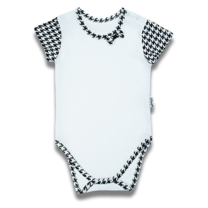 Body bumbac maneca peplum, NICOL, alb, Alb