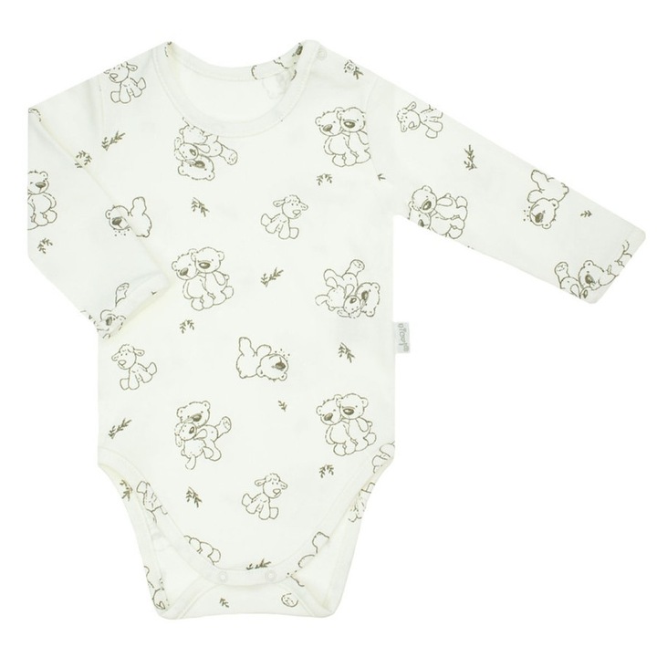 Body Nicol, maneca crem, Alb