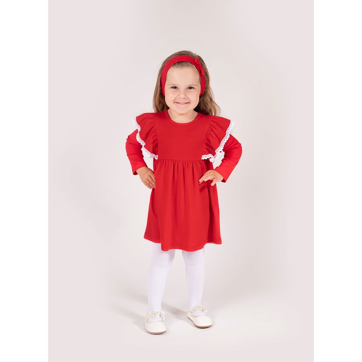 Rochie NICOL, rosie, maneca lunga, Rosu