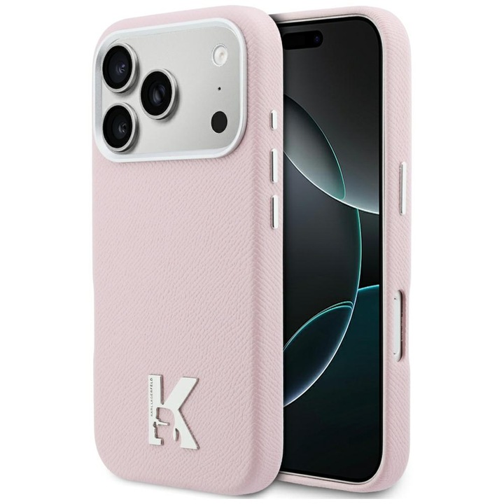 Etui telefon Karl Lagerfeld Karl Head Logo MagSafe roz, pentru iPhone 17 Pro Max