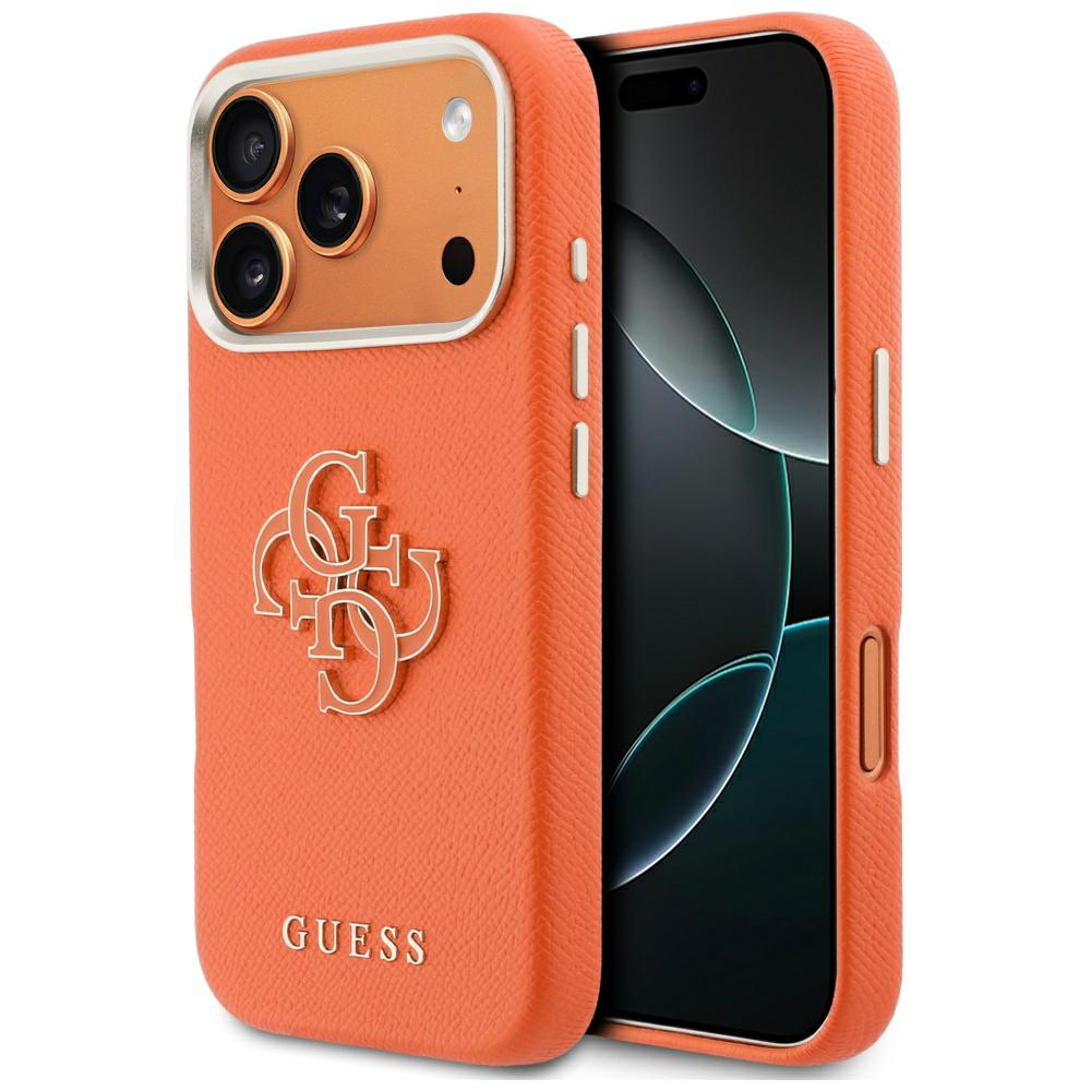 Husa telefon Guess, etui FW Resin Logo, pomaranczowy, pentru iPhone 17 Pro