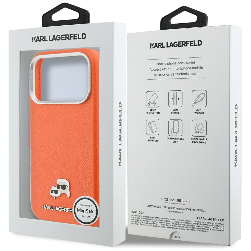 Etui telefon Karl Lagerfeld Karl & Choupette, Saffiano, MagSafe, pentru iPhone 17 Pro Max