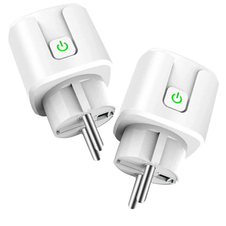 Set 2 x Priza Smart DAMUR Wi-Fi 20A, Control De La Distanta, Monitorizare Consum, Alb