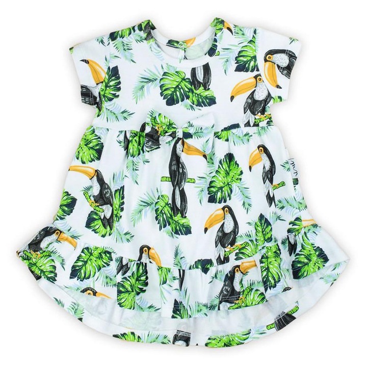 Lányka ruha, NICOL, fehér, rövid ujjú, 104 cm