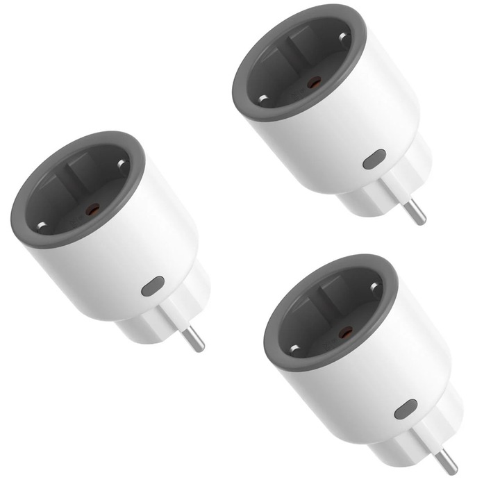 Set 3 Prize Smart WiFi 16A, Control Din Smartphone, Monitorizare Consum Energie, Automatizari Inteligente, Control Vocal, Compatibila Alexa Si Google Assistant, Alb