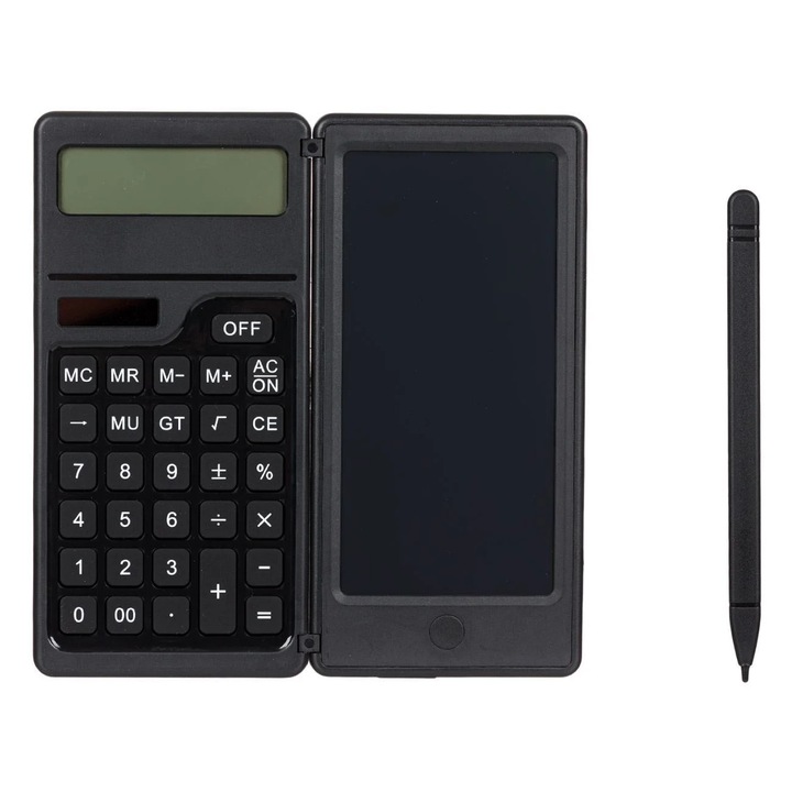 12 számjegyű napelemes számológép LCD kijelzővel és 7,5x1,3x16cm írófelülettel
