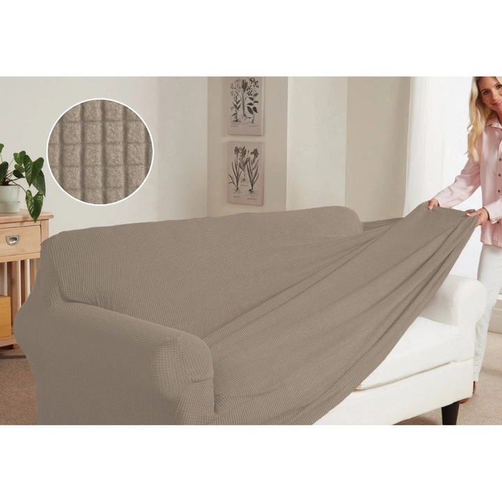 Husa pentru Canapea cu 2 Locuri Elastica Bej