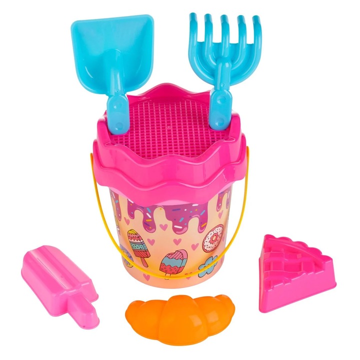 Galeata Plaja Roz Fucsia Inghetata Ø17x20cm & 5 Accesorii