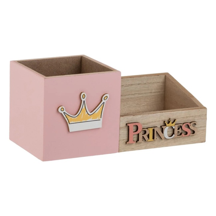 Rózsaszín 3D "Princess" Fa Ceruzatartó 20x9x9cm