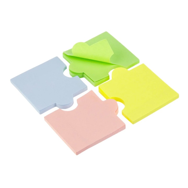 Puzzle Darabka Öntapadó Jegyzetlapok 4 Pasztell Szín 7x6cm - 200Lap