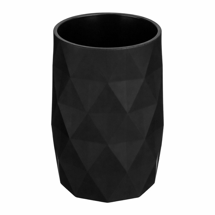 Fekete Kerek Műanyag Tartó Gyémánt Mintával Fogkeféhez Ø7x11,5cm