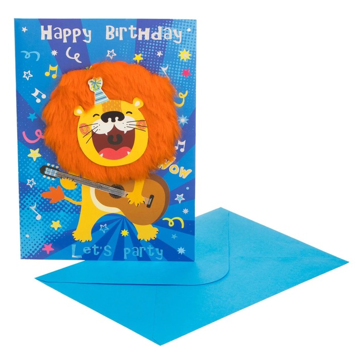 Felicitare Zi de Nastere cu Model Leu "Happy Birthday" 13x19cm & Plic