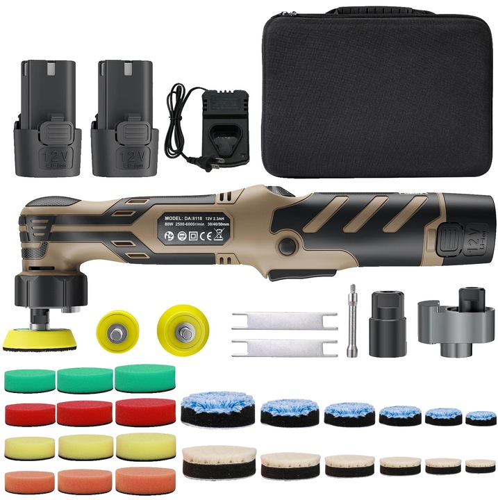 Kit masina de polisat, 6 viteze variabile, 2 baterii, compacta, usoara