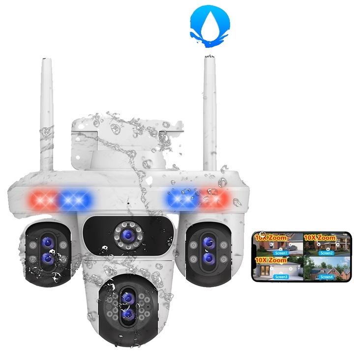 Камера за наблюдение, 35MP, 10X оптично увеличение, бяла, без карта, EU щепсел