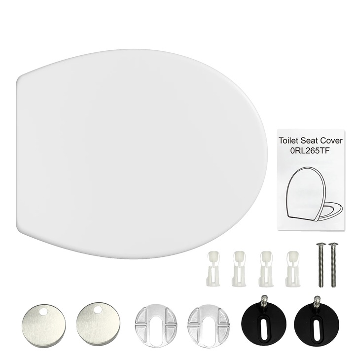 Capac de toaleta, mecanism de inchidere lenta, caracteristici de eliberare rapida, alb