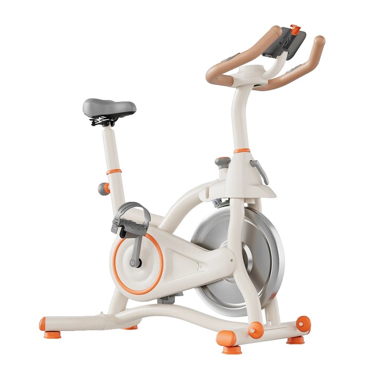 Bicicleta fitness, conectivitate Bluetooth, rezistenta ajustabila, alb, dimensiuni compacte