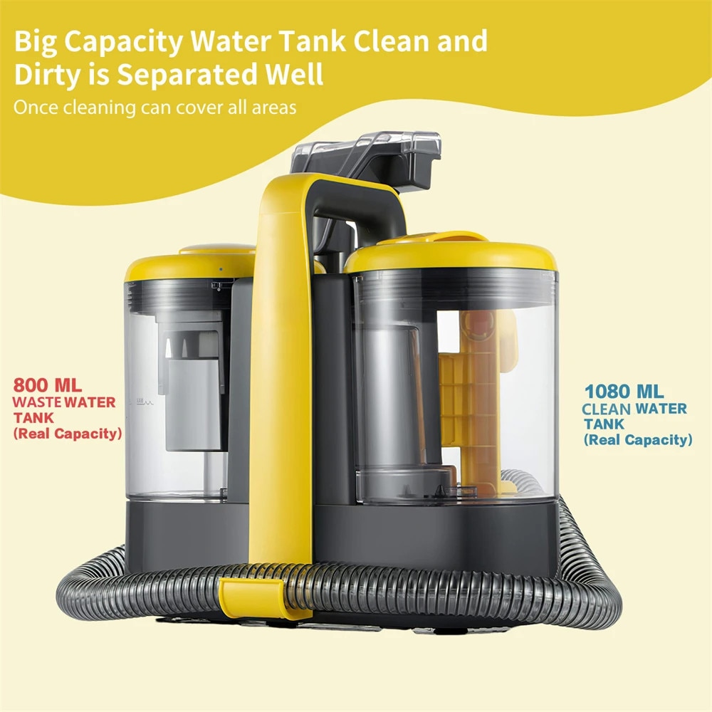 Aspirator portabil pentru covoare, 600W, putere de aspirare 11,000 Pa, capacitate rezervor apa curata 1080 mL, greutate redusa