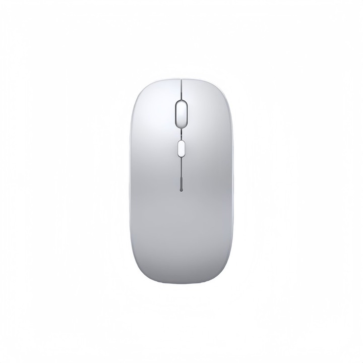 Mouse wireless, dual mod, argintiu, 11x6x2cm, cu 3 niveluri DPI, design ergonomic, portabil