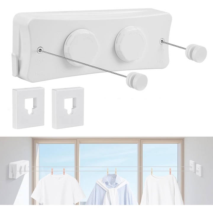 Socoox 5.1m behúzható fali szárító, fehér fém műanyag