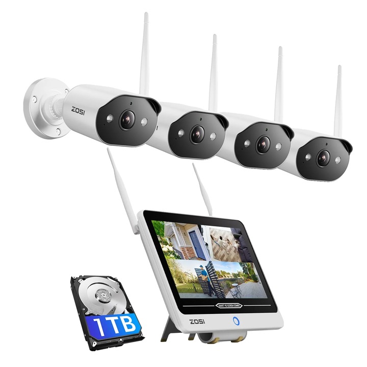 Kit Supraveghere, 8CH NVR, 6 Camere, 4MP, Audio Bidirectional, Multicolor
