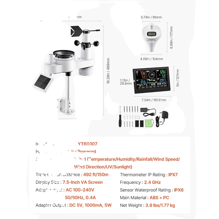 Потопяема помпа за отпадни води, 500W, 29 GPM, с 0.7 HP меден и неръждаем мотор