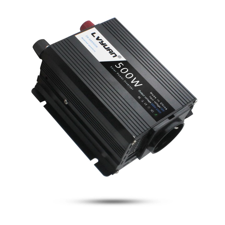 Invertor auto, Lvyuan, 500W putere continua, 1000W putere de varf, negru