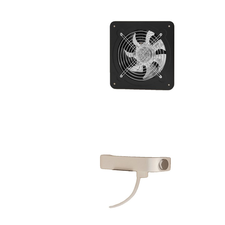 Ventilator de evacuare, 80W, 25x25cm, diametru iesire 19.5cm, negru