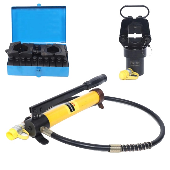 Hidraulikus krimpelő fogó, krimpelési tartomány 16-500 mm, nyomás 15T, sárga, komplett készlet