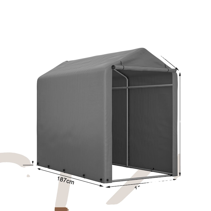 Cort de garaj, design rezistent la intemperii, instalare usoara, 187x100x160cm