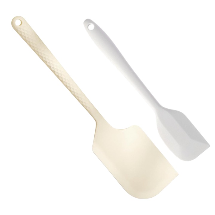 2 db szilikon spatula készlet, hőálló, 29,5 cm és 20,5 cm, ergonomikus kialakítás, fehér