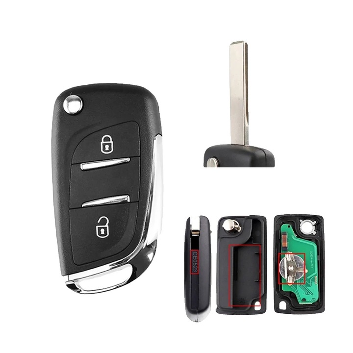 Cheie auto cu telecomanda, 433MHz, 2BT HU83 CE0523, 2 sau 3 butoane, ABS + metal