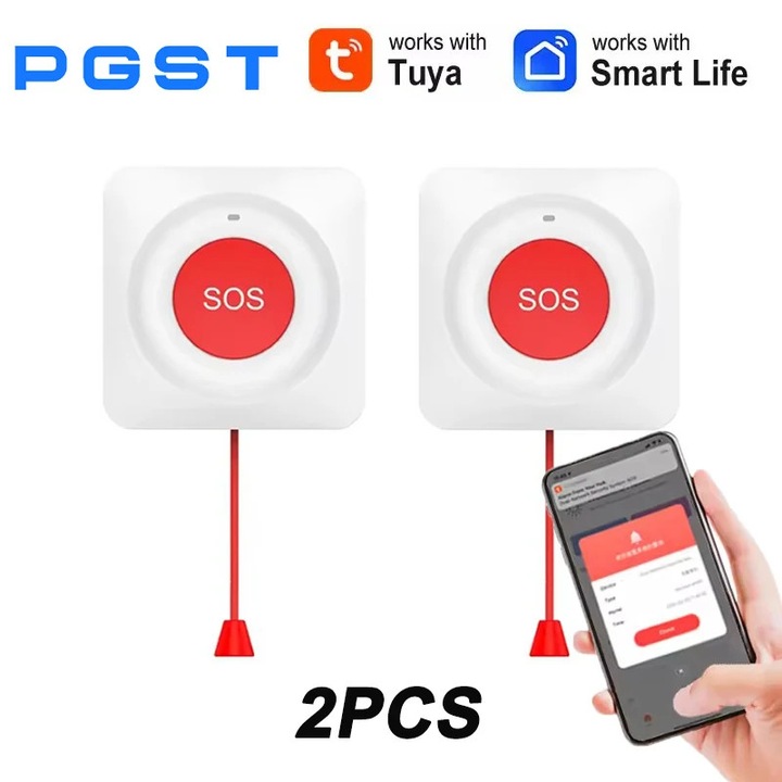 Buton de panica, alerta de urgenta, compatibilitate cu smart home, set 2PCS, design compact