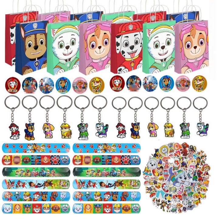 Set petrecere cu tema caini pentru 12 persoane, accesorii petrecere, design dragut, multicolor