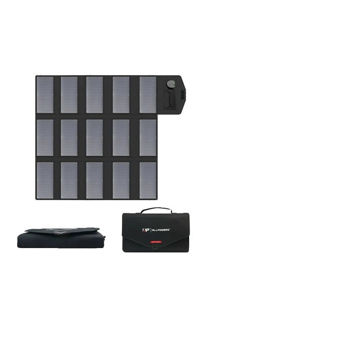 Panou solar pliabil ALLPOWERS, 100W, 94x94x1cm, rezistent la apa, negru
