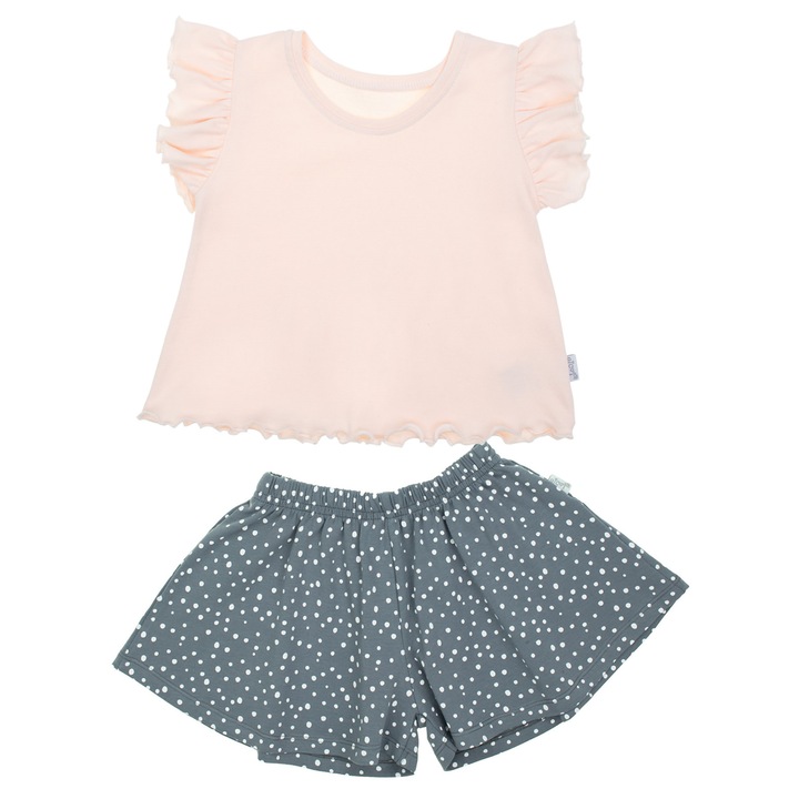 Set NICOL, pantaloni somon, Roz somon