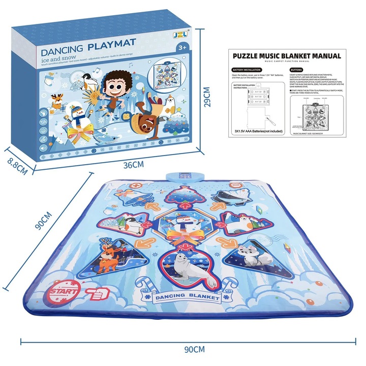 Tavita de dans interactiva pentru copii, 2-13 ani, multicolor, 100x100cm