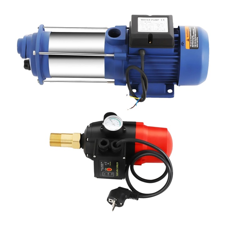 Pompa de apa, durabila din otel inoxidabil, debit mare, albastra, 66.7 L/min, 100m