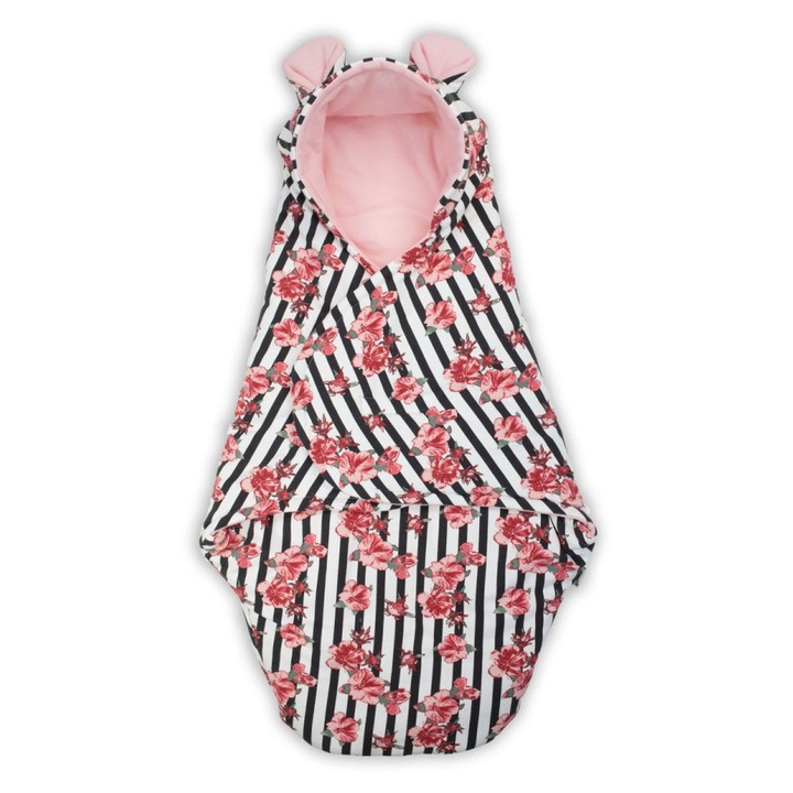 Sac de dormit pentru fotelica, NICOL, roz, 100% poliester, cu usite pentru centuri