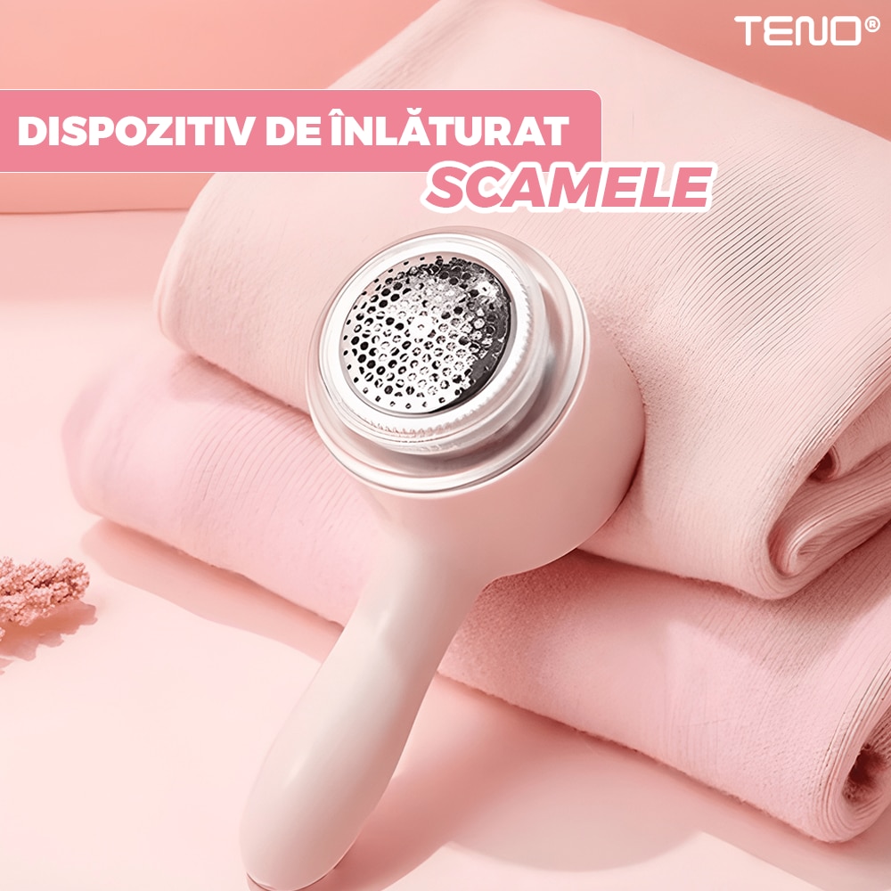 Aparat de curățat scame Teno, putere ridicată, roz, mâner ergonomic