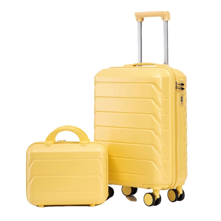 Bőrönd szett, sárga, számzár