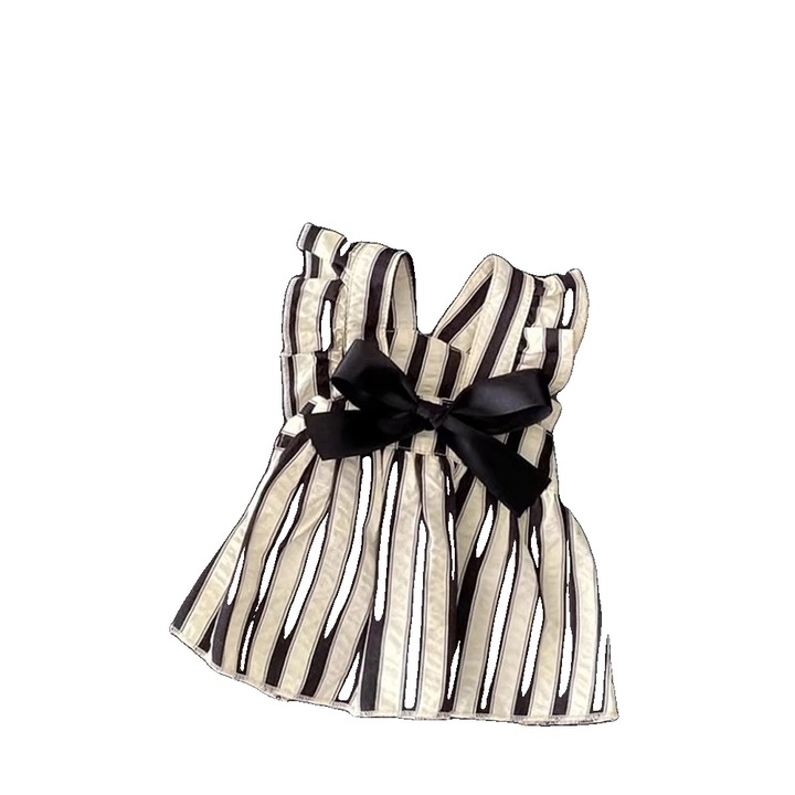 Rochie pentru caini, design cu fundita, confortabila, neagra, S