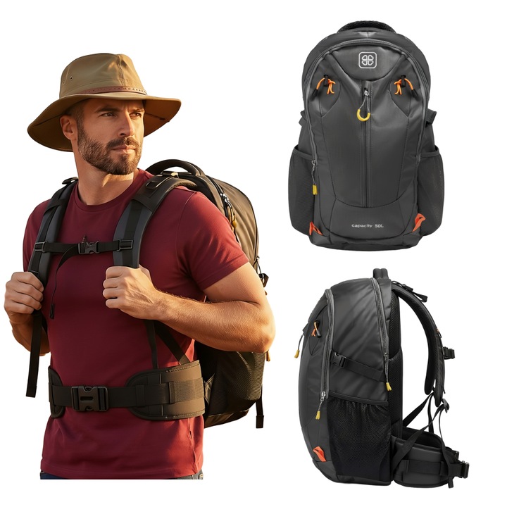 Rucsac turistic VIO Trekking 50L Negru