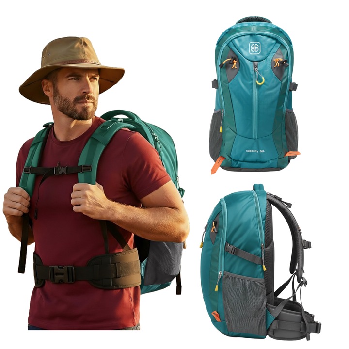 Rucsac turistic VIO Trekking 50L Verde