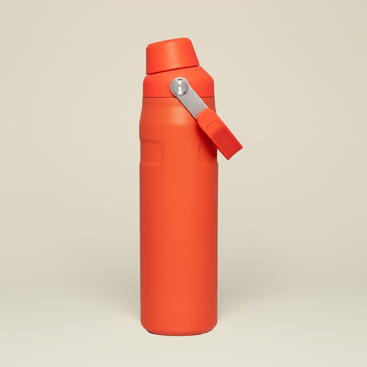 Pahar Termoizolant Destello, 709ml cu Izolatie in Vid si Capac Anti-Scurgere, din Inox - Pastreaza Bauturile Reci sau Calde Portocaliu